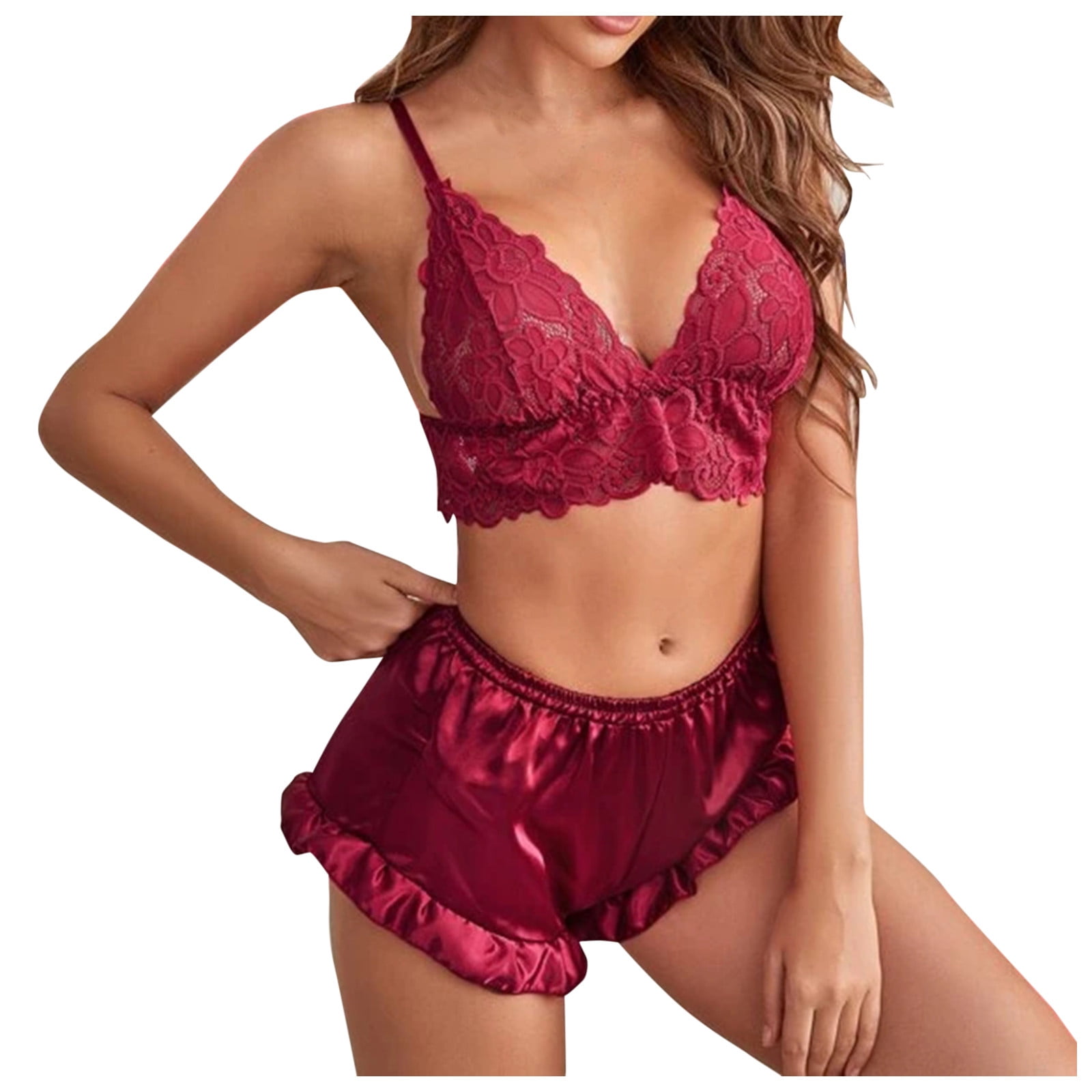 Women Lace Bra and Panty Sets See-Through Erotic Lingerie Set Brassiere -  Walmart.com