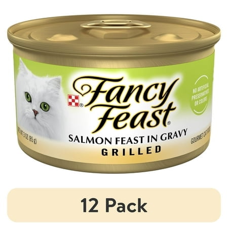(12 pack) Purina Fancy Feast Grilled Kitten Food  Wet Cat Food  Salmon Feast in Gravy  3 oz Can