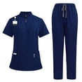 thumbnail image 1 of Conjunto médico con blusa y pantalones,Conjunto médico de uniforme de enfermera con múltiples bolsillos,Conjunto médico con blusa y pantalones lavables a máquina Cómodo,Ropa de trabajo de, 1 of 8