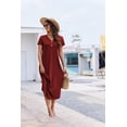 thumbnail image 5 of Ekouaer Long Nightgowns for Women Button Night Gowns Short Sleeve Sleepwear Full Length Sleep Shirts With Pockets, 5 of 6