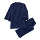 thumbnail image 3 of Hombres Casual Sólido Cordones Cardigan Pijamas Algodón Crepe Recortada Manga Pantalones Loungewear Set Pompotops qyievc6986, 3 of 8