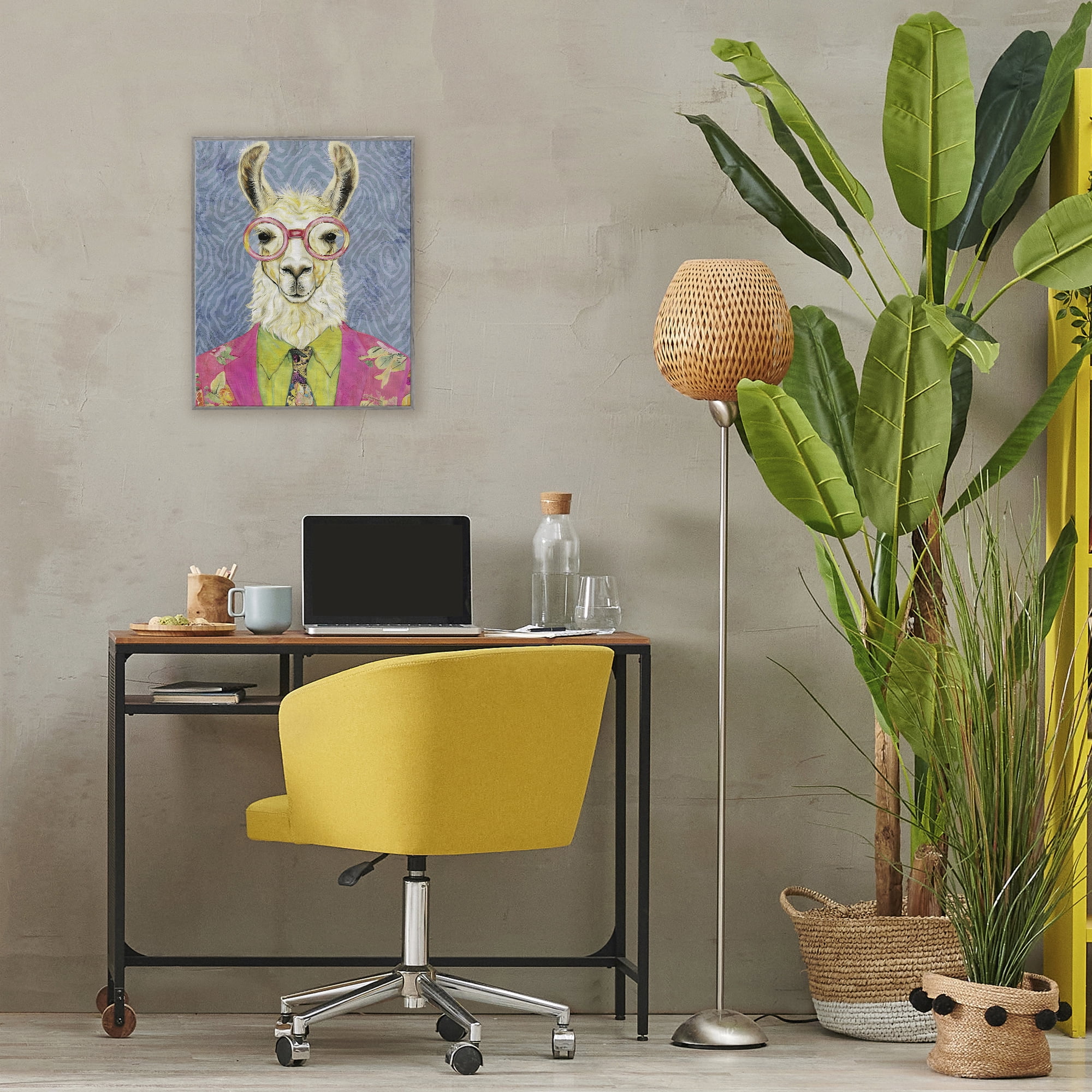 Stupell Industries Bright Gaze Llama Gray Framed Giclee Art, design by Svetlana Aleynikova