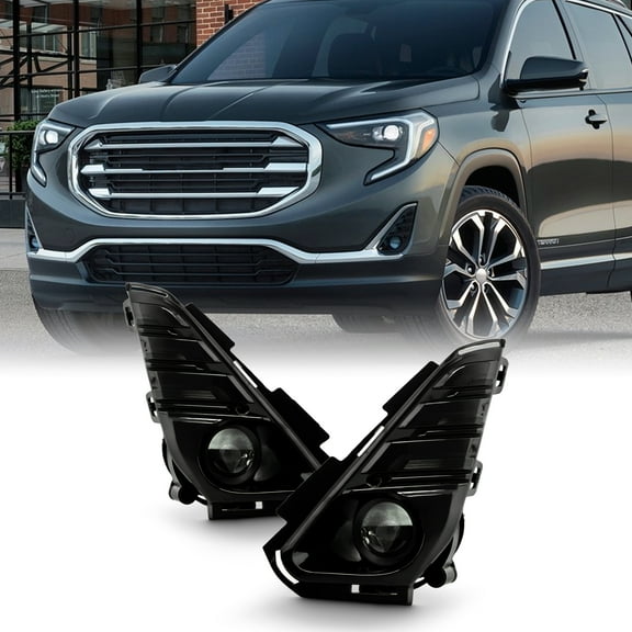 AKKON - Fits 2018-2021 GMC Terrain SUV [Halogen Type] Bumper Chrome Fog Lights Pair w/ Wiring Harness Power Switch