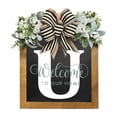 thumbnail image 1 of Placa decorativa para puerta con 26 letras, adornos de madera para jardín, letrero de bienvenida para puerta (U) Ehuebsd Libre de BPA, 1 of 7