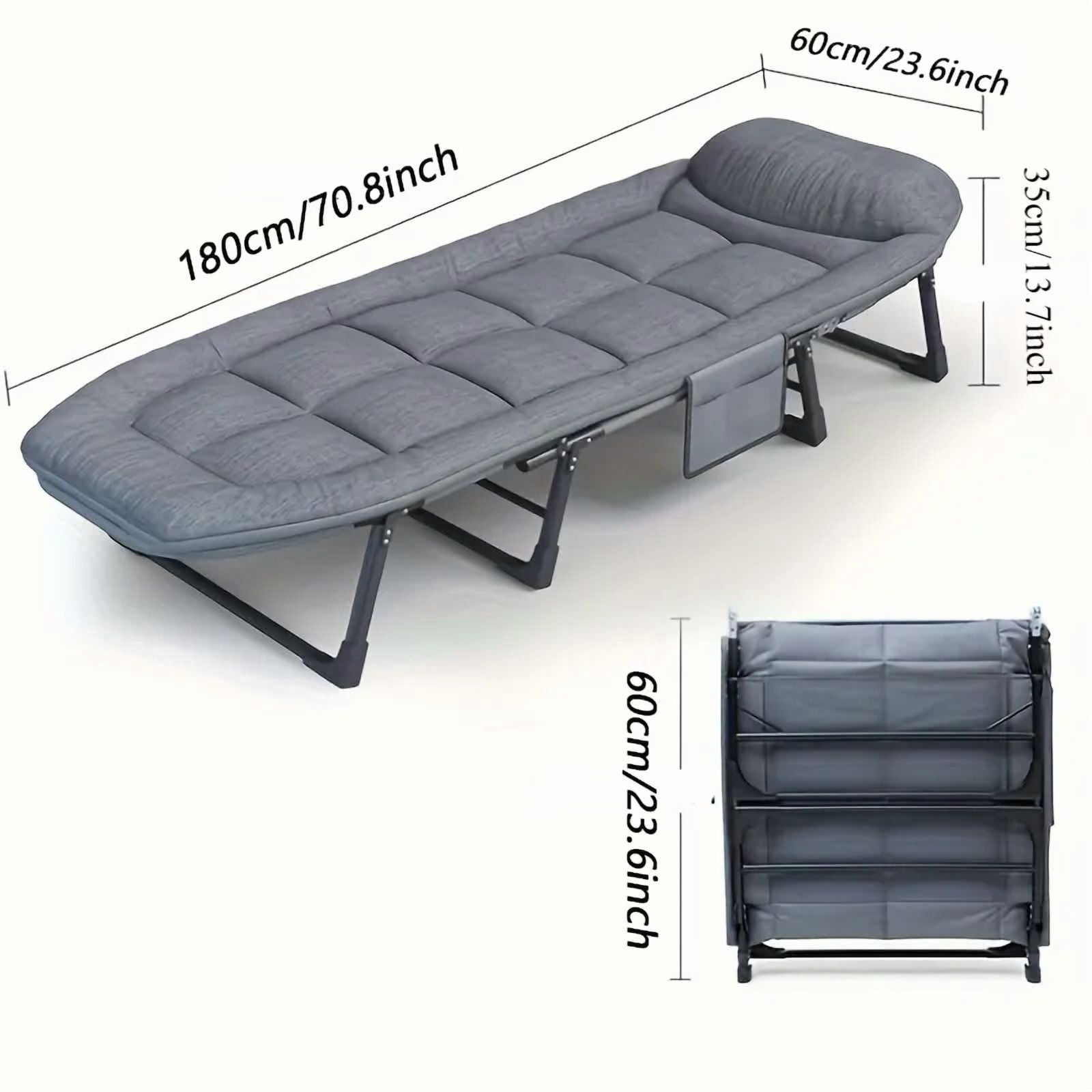Portable Folding Patio Chaise Lounge Chair with Ergonomic Adjustable Backrest and Mattress