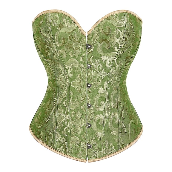 Corset Tops for Women Waist Training Corset Steel Boned Jacquard Fabric Tummy Control Bustier Corset Lingerie for Women Green XL