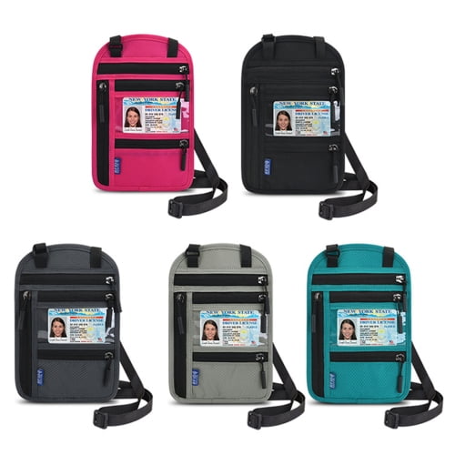 Zhaomeidaxi Blocking Passport Holder Wallet with Neck Stash Pouch for