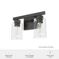 thumbnail image 6 of Hunter - Hartland 2-light Noble Bronze, Small Vanity Light, Dimmable, Transitional Style, for Bedrooms, Dining, Living Rooms - 13076, 6 of 6