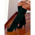 thumbnail image 2 of Women's Knee High Square Toe Stiletto Heel Tall Wide Calf Long Boots Heeled Slouchy Shoes, 2 of 2