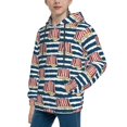 thumbnail image 2 of Fotbe Popcorn On Blue Lines Pattern Youth Pullover Hooded Sweatshirt, Boys Hoodie, Kangaroo Pocket Hoodie for Kids Girls -Medium, 2 of 6