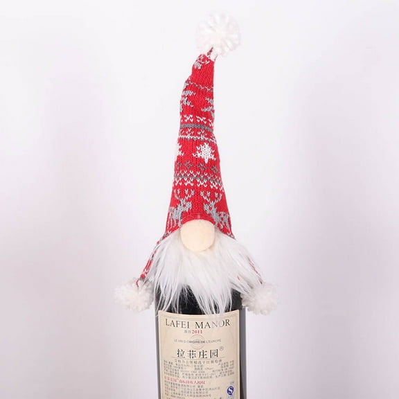 Christmas Wine Bottle Covers, 1 Pack Handmade Gnomes Wine Bottle Toppers Decorative for Holiday Xmas New Year Table Decor Party Gift