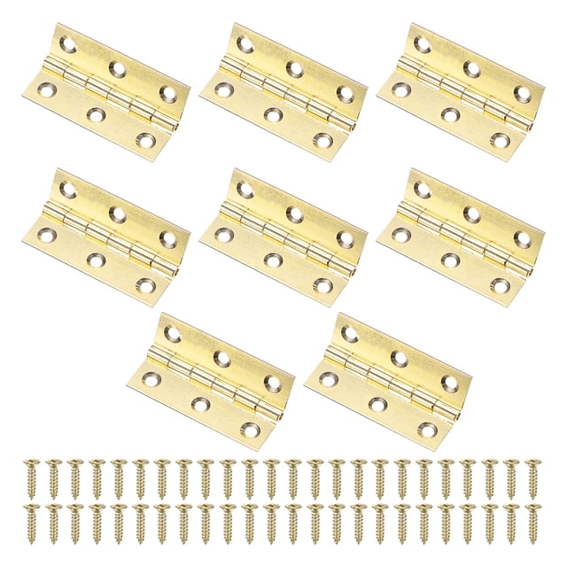 Uxcell 8-Pack Bisagras de Puerta Pequeñas, 2in (51mm) Bisagras Mini de Latón Plegables con Tornillo para Caja de Joyas