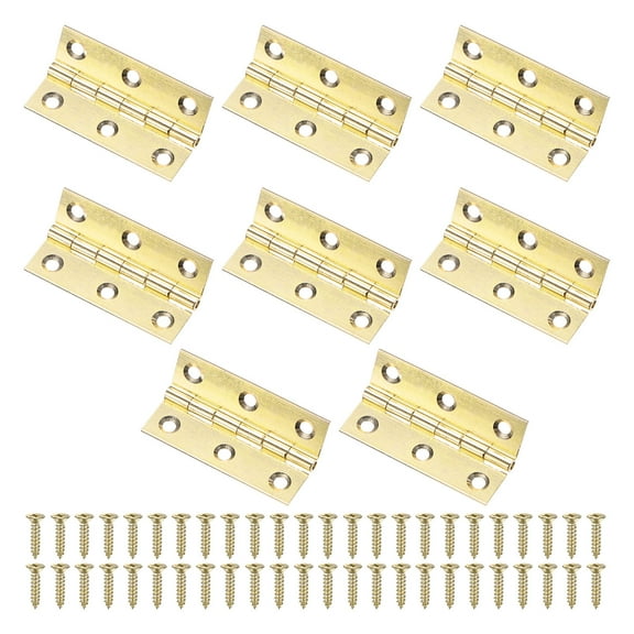 Uxcell 8-Pack Small Door Hinges, 2in (51mm) Brass Interior Folding Butt Mini Hinges with Screw for Jewelry Box