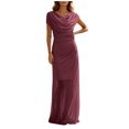 thumbnail image 2 of RFQWOVSR Womens Draped Neck Ruched Maxi Dress Elegant Flowing Silhouette Gown XXL, 2 of 6