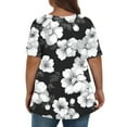thumbnail image 4 of ClodeEU Women's Plus Size Print V-Neck Short Sleeve T Shirt,Casual Loose Fit Tunic Blouse Tops E-Black,Womens Plus XL, 4 of 6