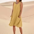 thumbnail image 3 of WILLBEST Vestidos Casuales Para Mujer Verano Vestido De Lino Para Mujer Vestido De Playa Informal Hasta La Rodilla Vestido Sin Mangas Vestido Casual Estampado De Verano Con Bolsillos, 3 of 3