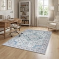 thumbnail image 3 of Janvonne Bohemian Blue Grey Area Rug, Low-pile Washable Non-Slip Boho Carpet for Living Room Bedroom Nursery, Pet Friendly，Home Decoration,4'x6', 3 of 8
