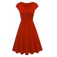 thumbnail image 2 of Vestidos De Moda Para Mujer Vestidos De Fiesta, Manga Corta, Talla Grande, Una Línea, Cuello En V Cruzado, Cintura Alta Rojo 2XL Macarena Vestido de fiesta casual Swing, 2 of 8