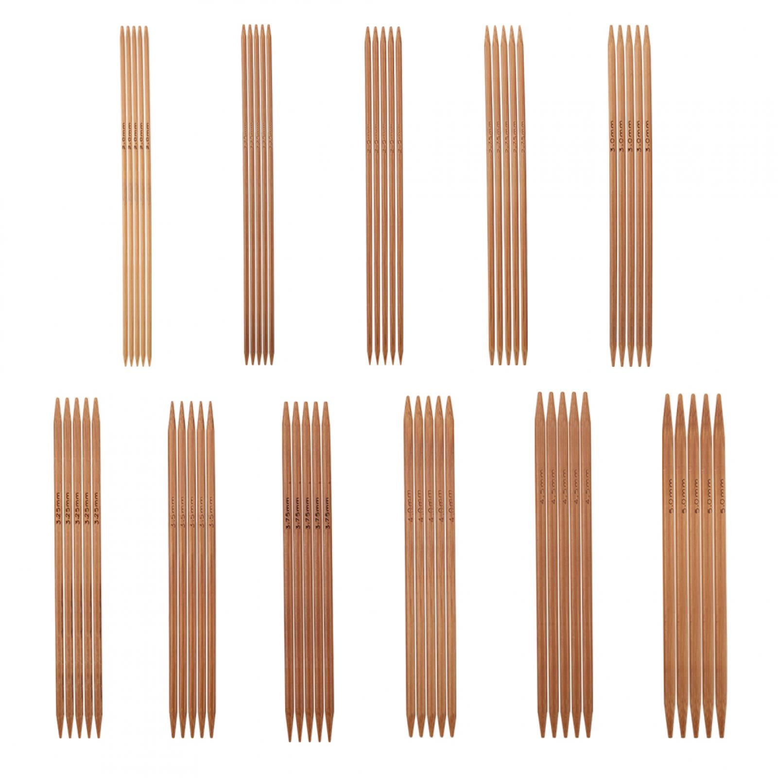 ANGGREK 55pcs Knitting Needles Kit Double Pointed Carbonized Bamboo Needles Set in 11 Sizes 13cm/5.1in (2.0mm-5.0mm)