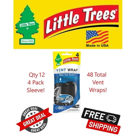 Little Trees Vent Wrap New Car Scent Air Freshener for Car & Home - 48 Pack!