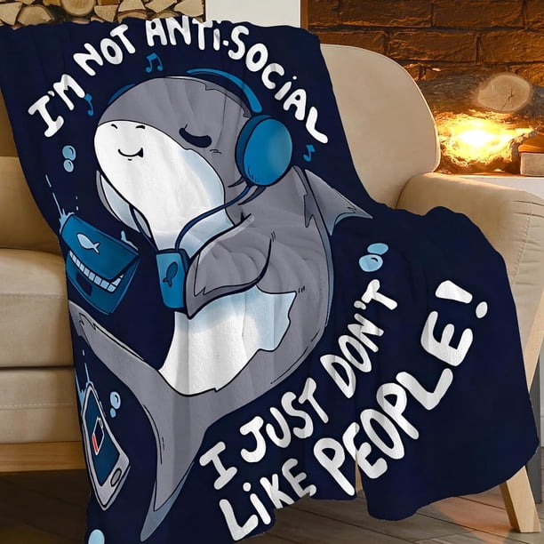 Shark Throw Blanket Cute Funny Shark Blanket Ultra Cozy Super Soft