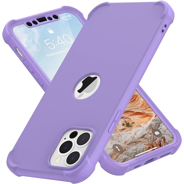 ORETech Compatible avec Étui iPhone 12 Pro Max avec 2 Protecteurs d'Écran en Verre Trempé 6.7 Pouces, Étui Rigide en Silicone pour iPhone 12 Pro Max Violet