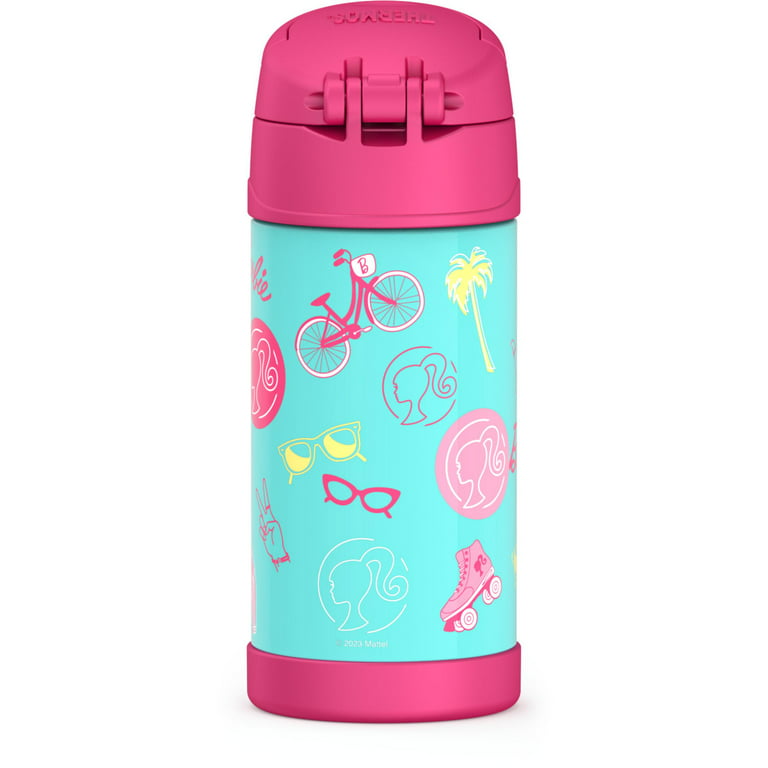 THERMOS FUNTAINER 12 Ounce Stainless Steel Vacuum Insulated Kids Straw  Bottle, Barbie