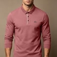 thumbnail image 5 of Long Sleeve Polos Shirt For Men Fashion Casual Breathable Golf T Shirts Lapel Button Business Office Wear (S, Red), 5 of 7