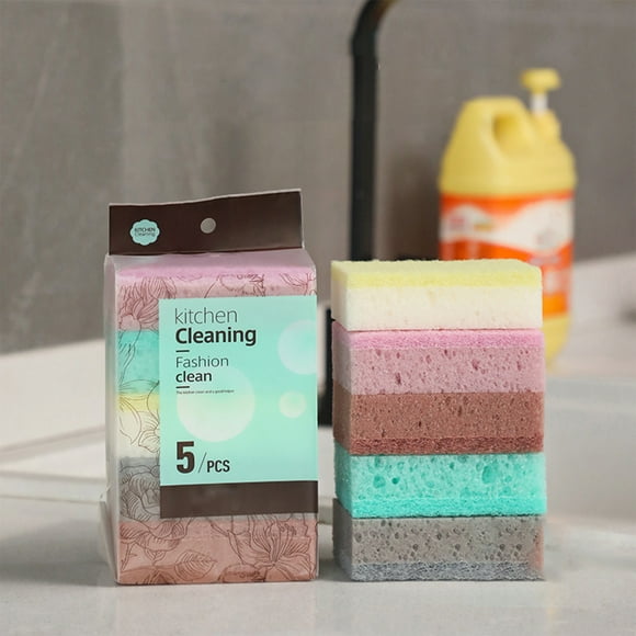 Boovnll Sponges, 5Pcs Dishwashing Sponge Colorful Thickened High Density Dishwashing Brush Cleaning Cloth Wipes Household Sponge Block, Sponges Kitchen