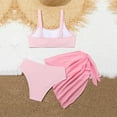 thumbnail image 4 of Girls' Bikini Sets with Skirts Cover Up Swimsuit Color Block 3Pcs Bathing Suits, 4 of 6