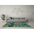 thumbnail image 3 of Ahgly Company Indoor Round Abstract Turquoise Blue Modern Area Rugs, 7' Round, 3 of 4