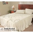 thumbnail image 3 of RUVANTI Flannel Sheets – Queen Sheet Set, Ultra Soft & Cozy Double Brushed, 15" Deep Pocket, 360° Elastic For Secure Fit, No Pilling, 4 Pieces (Flat, Fitted, 2 Pillowcases), Vanilla Cream, 3 of 8