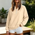 thumbnail image 2 of Womens Sweatshirt Pullover Lightweight Quarter Zip Collar Long Sleeved Loose No Hoodies Sweatshirt, 2 of 7