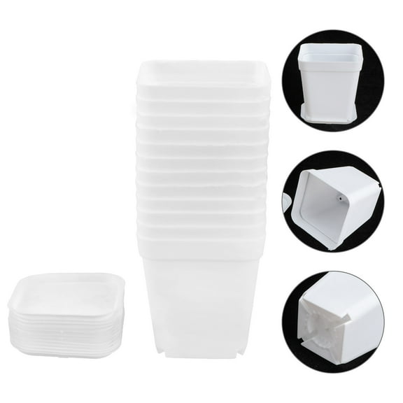 FESTFENDS White Plastic Flower Pots for Planters 12Pack Planting Containers