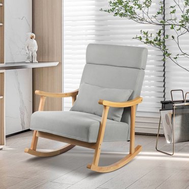 Pemberly Row French Provincial Style Rocking Chair in Antique White ...