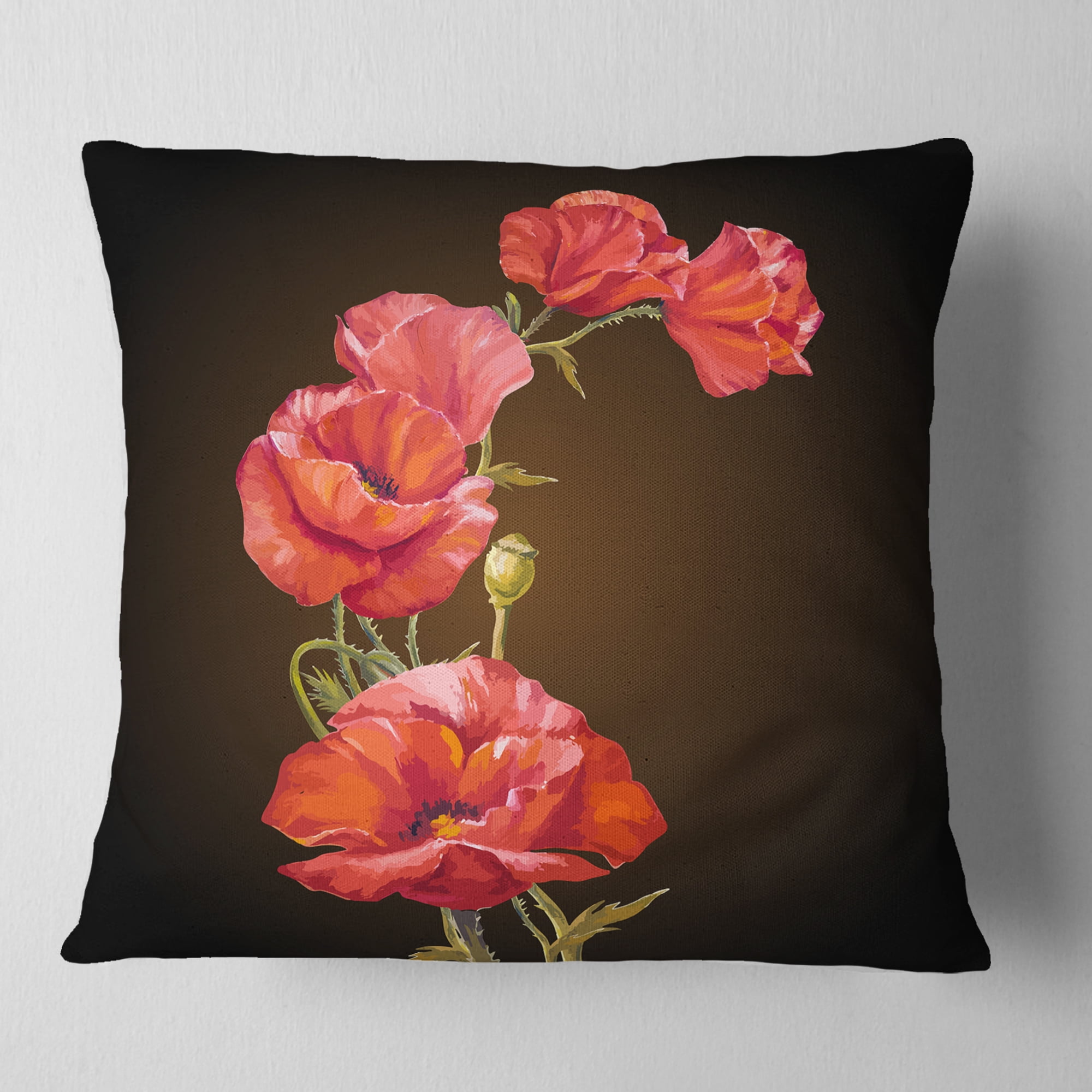 Designart 16" x 16" Red Polyester Throw Pillow