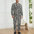 thumbnail image 2 of Zebra Pattern Men's Pajama Set Sleepwear Pjs Lightweight Long Sleeve Crewneck Shirts and Bottoms Soft Comfy Sleep Sets XL, 2 of 5