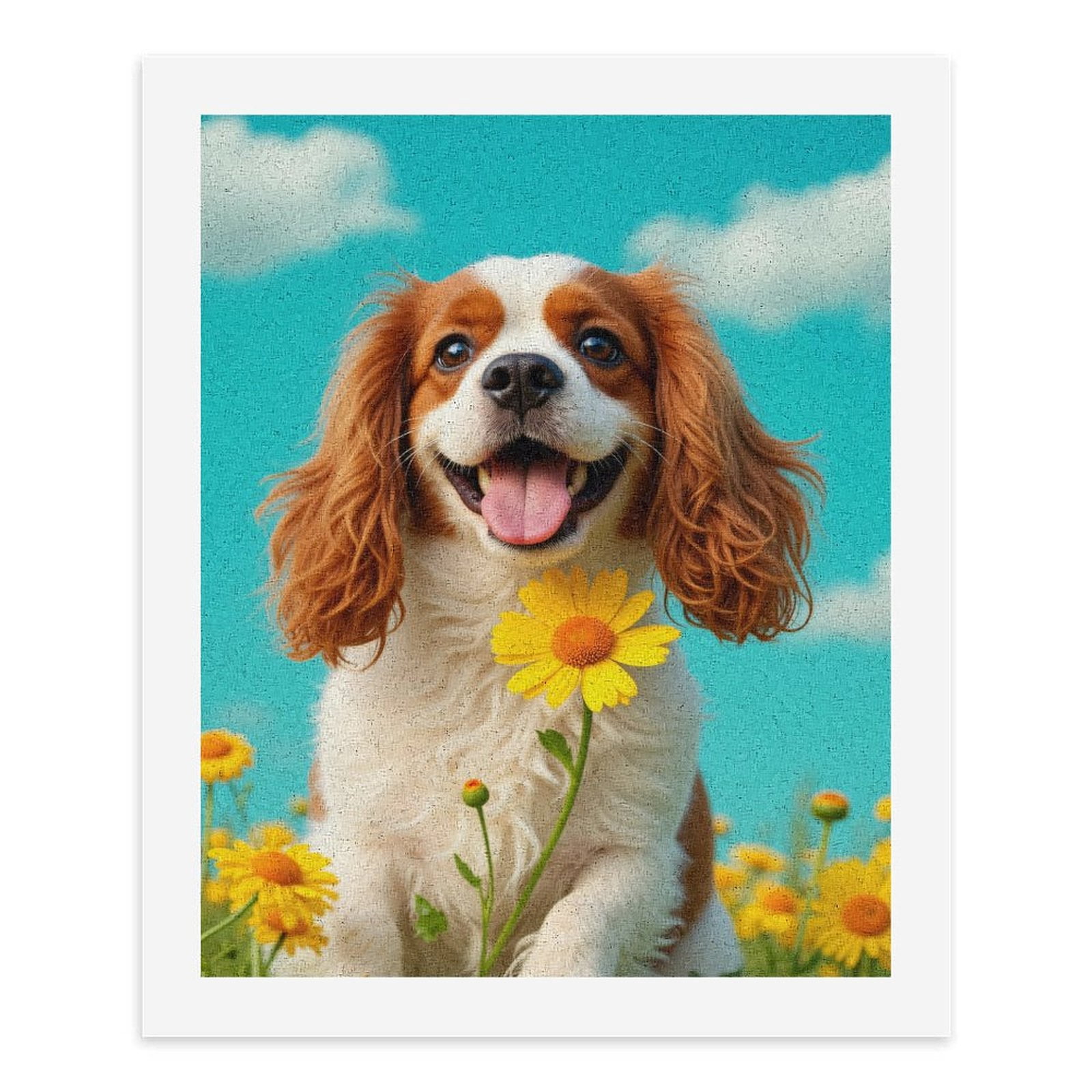 Paint By Numbers Kit for Adults Beginner - DIY Happy Dog In Blooming Field Canvas Painting Kits for Adults, Frameless Paint By Number for Adults for Home Wall Decor 16x20 Inch