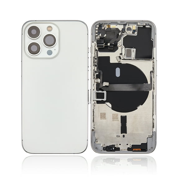 Replacement Back Housing W/ Small Components Pre-Installed Compatible For iPhone 13 Pro (No Logo) (Aftermarket Plus) (US Version) (Silver)