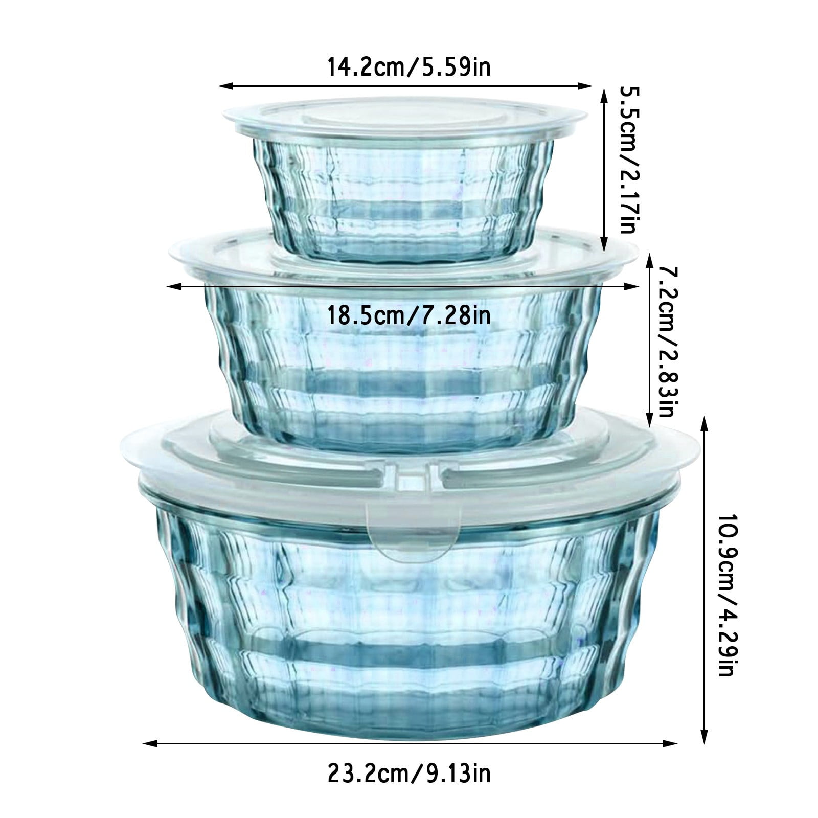 Food Storage 3 Fruit Containers with Tureen Bowl Clear Sealed Cereal Oatmeal Storage Solution for Fresh Produce