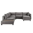 thumbnail image 2 of Ergode Madison Light Gray Fabric 7 Piece Modular Sectional Sofa Chaise with USB Storage Console Table, 2 of 5