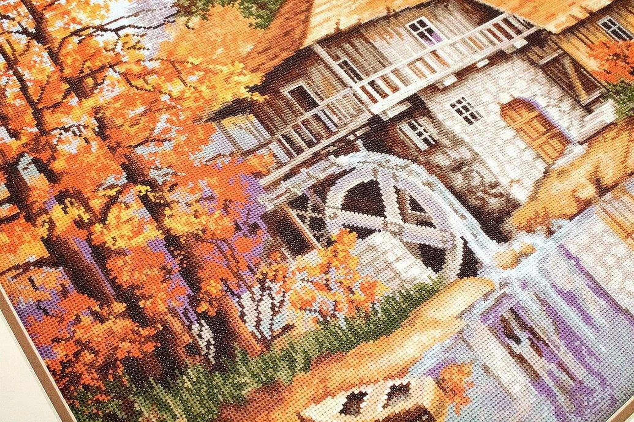 Counted Cross-Stitch Kit Autumn Landscape B481 Needlework Nature House Orange Autumn By Luca-S Canvas Cotton