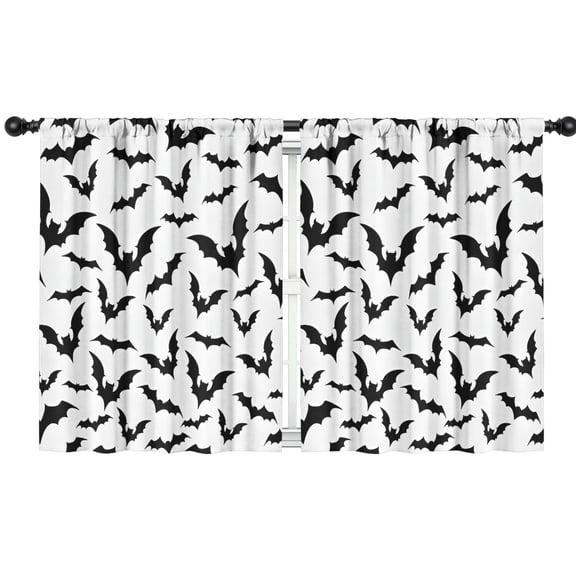 Blackout Kids Curtains,Halloween Bat Pattern Childrens Insulated Curtains Set Of 2,Bedroom Essentials,Toddler Room Decor 42"x54"