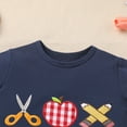 thumbnail image 5 of IBTOM CASTLE Toddler Kids Boys Back to School Outfit Top with Shorts Schoolbus Embroidered Kindergarten Clothes 4-5 Years Navy Blue + Red Plaid, 5 of 8