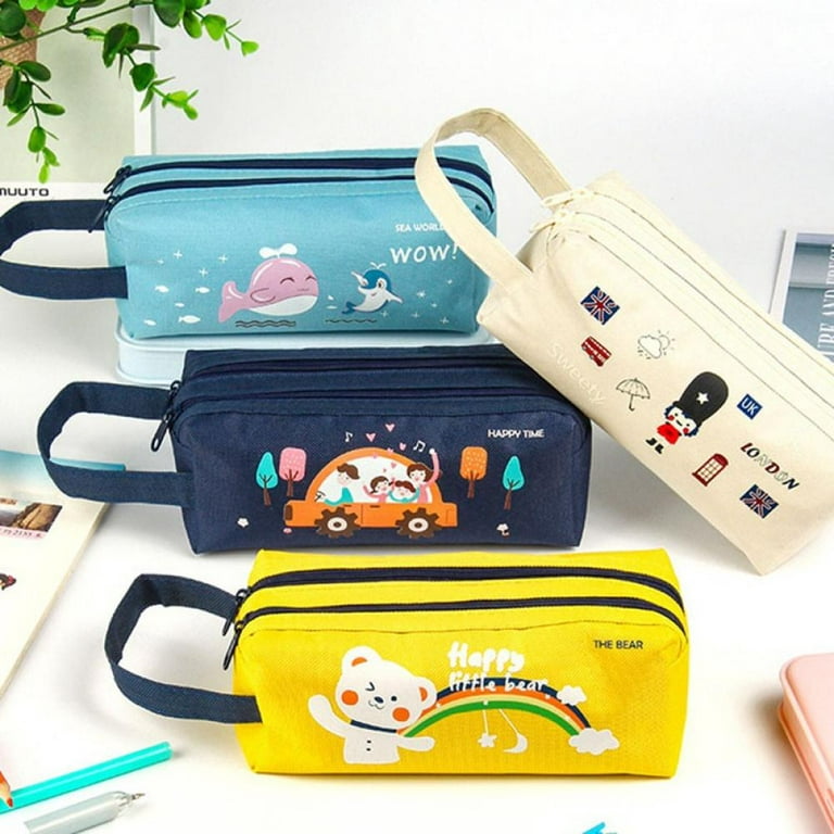 Blue Pencil Case for Boys Teen Girls Large Capacity Cute Rocket Origin's  Space, School Supplies Accessory 2 Zippers Pouch, Pen Bags for Adults Women