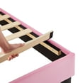 thumbnail image 6 of VECELO Set of 2 Twin Bed Frames, Modern Upholstered Platform Bed Frame with Adjustable Headboard, No Box Spring Needed, Pink, 6 of 8