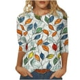 thumbnail image 5 of Juslio Plus Size Tops Women Shirts 3/4 Sleeve Floral Print Tops Crew Neck Casual Blouses Multicolor L, 5 of 5