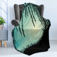 thumbnail image 4 of Dreamy Jungle Soft Flannel Fleece Blanket, Liana Cave and Sea View Sunset Scene Early Morning in the Wild, Cozy Plush for Indoor and Outdoor Use, 50" x 70", Pale Green Charcoal Grey, by Ambesonne, 4 of 5