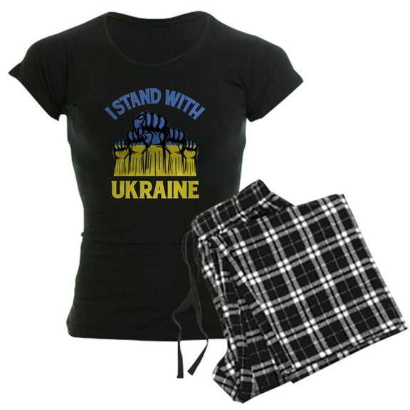 CafePress - I Stand With Ukraine Pajamas - Women's Short Sleeve Print T-Shirt and Pants Dark Cotton Pajama Set