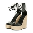 thumbnail image 5 of Women Transparent PVC Ankle Strap Espadrille Platform Wedge Sandal 19124, 5 of 6